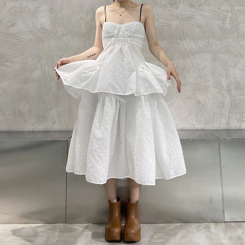 

Summer NEW women's folds Slim-fit suspenders 2021 texture solid color halter tops ruffles fashionable sexy party satin tops