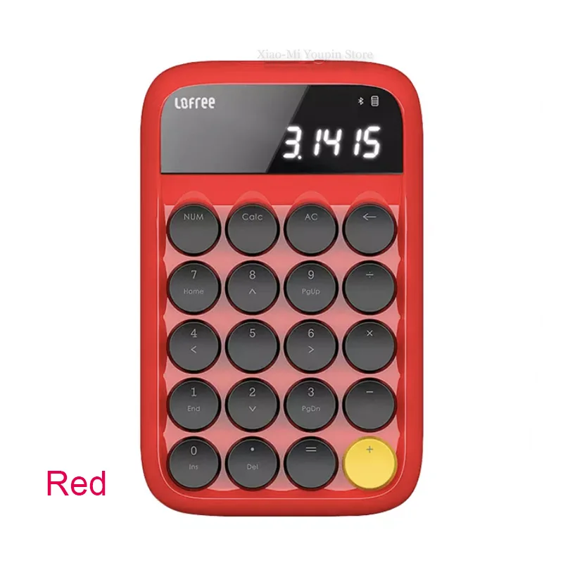 Red Xiaomi Mijia Lofree цифровой калькулятор Bluetooth беспроводная клавиатура 20 клавиш клавиатура перезаряжаемые брелки для Windows/iOS/Android - Цвет: Red