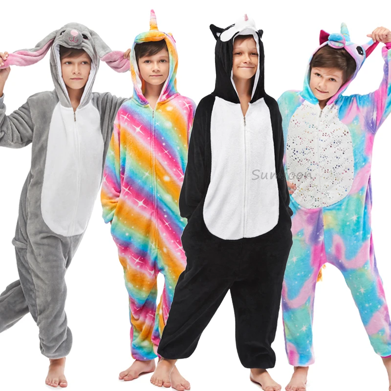 Kigurumi/пижамы с единорогом; детская зимняя одежда для сна для мальчиков и девочек; пижамы с рисунками животных, стежков, панды; женский комбинезон; костюмы в стиле аниме; комбинезон