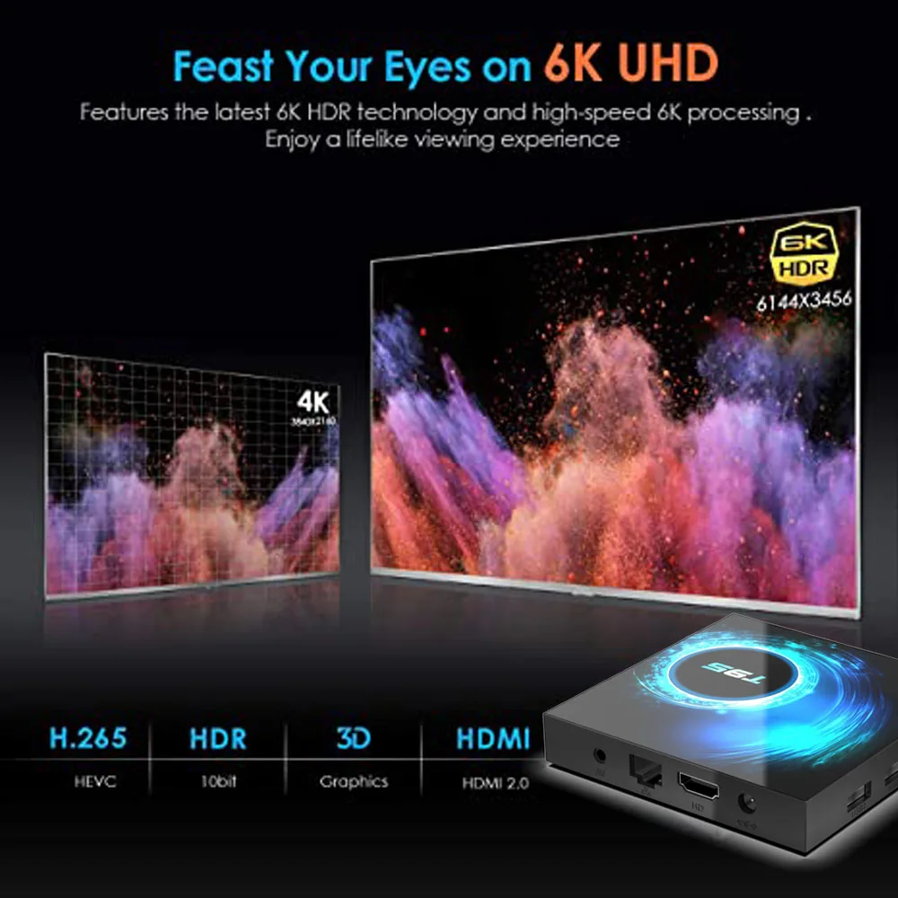 Andriod 10 0 ТВ Box Android BT5.0 6K медиаплеер Google голосовой помощник 2 4G 5G двойной WI FI T95