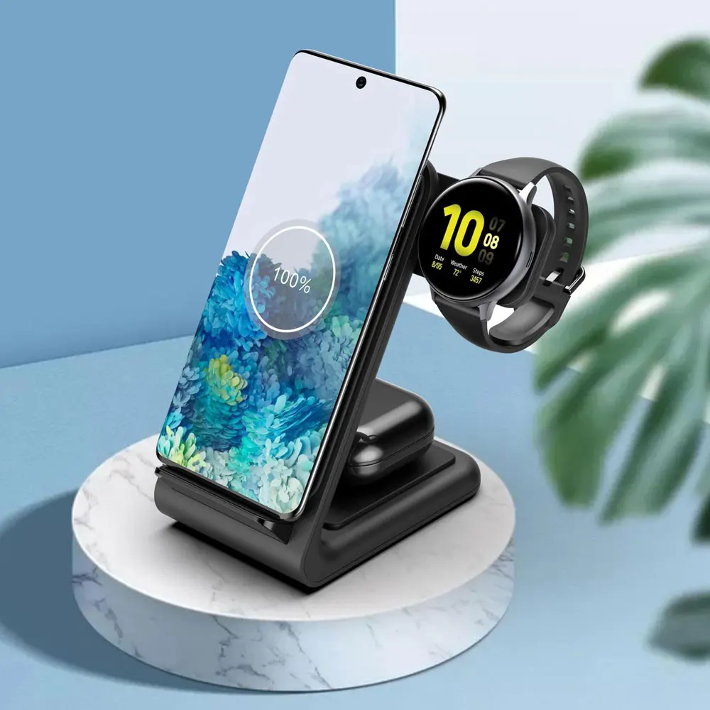 

15W Qi Wireless Charger Stand Fast Chargers For Samsung S22 S21 iPhone 14 13 Dock Station for Samsung Watch 3 S5 Galaxy Buds Pro