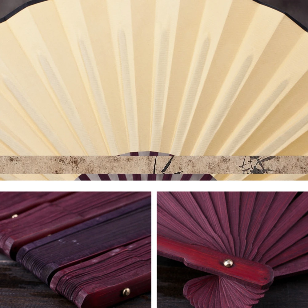

10.6 Inch/13 Inch Silk Cloth Blank Chinese Folding Fan Wooden Bamboo Antiquity Folding Fan For Calligraphy Painting Home Decor