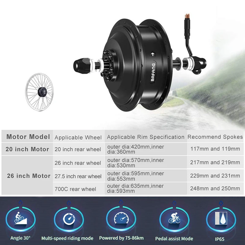 Комплект для переоборудования задних втулок велосипеда Bafang 48 В 500 Вт колес 20 26 27 5