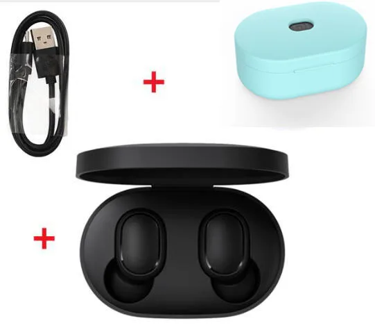 cable add case Xiaomi Redmi Airdots TWS Bluetooth наушники стерео бас Bluetooth 5,0 Eeadphones с микрофоном свободные Наушники управление AI - Цвет: cable add case