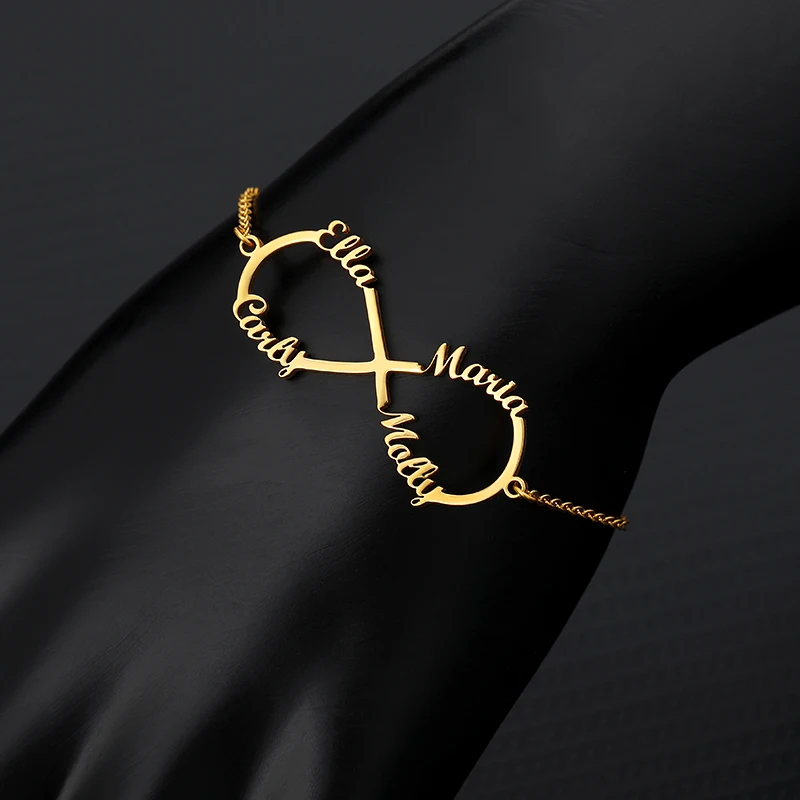 Customized Infinity Name Bracelet Silver Gold Chain Stainless Steel Custom Couple Jewelry For Women Men Personalized Nameplate B | Украшения