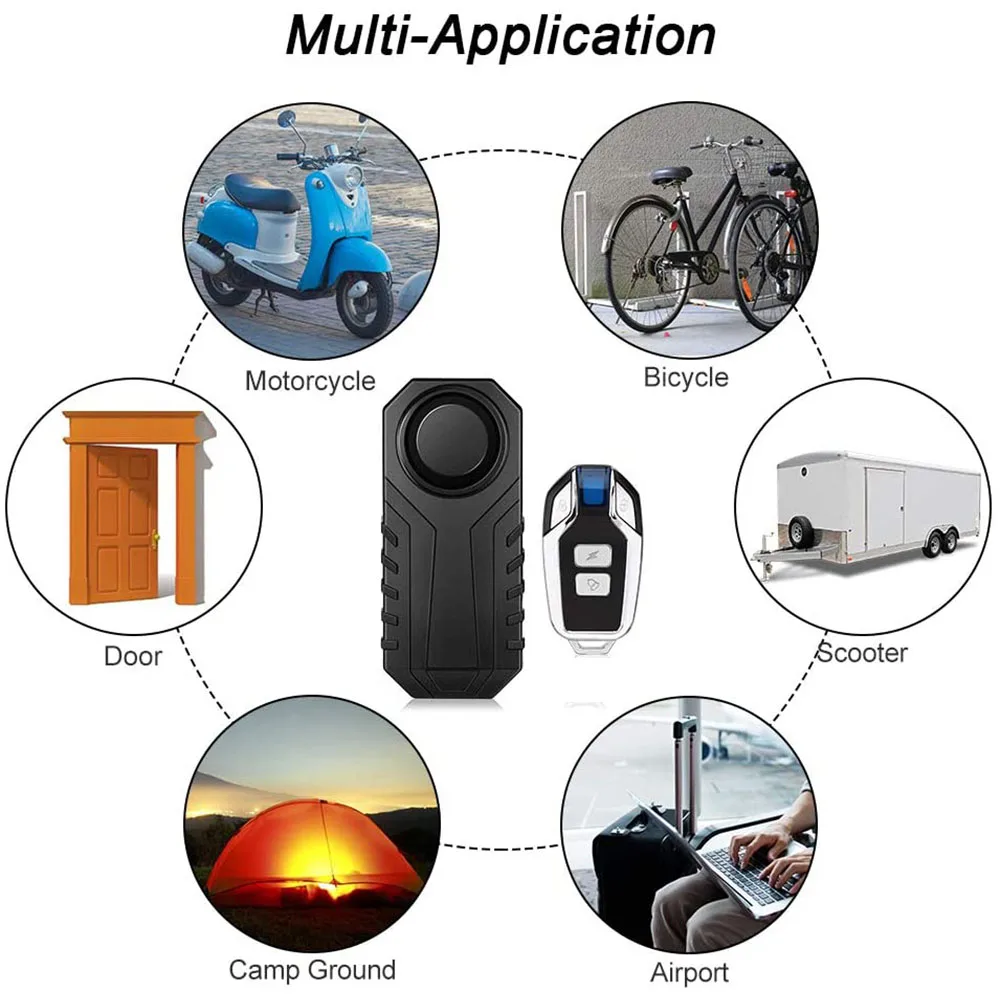 

Anchtek Wireless Anti-Theft Motorcycle Bike Alarm with Remote, Waterproof Bicycle Security Alarm Vibration Sensor 113dB Loud