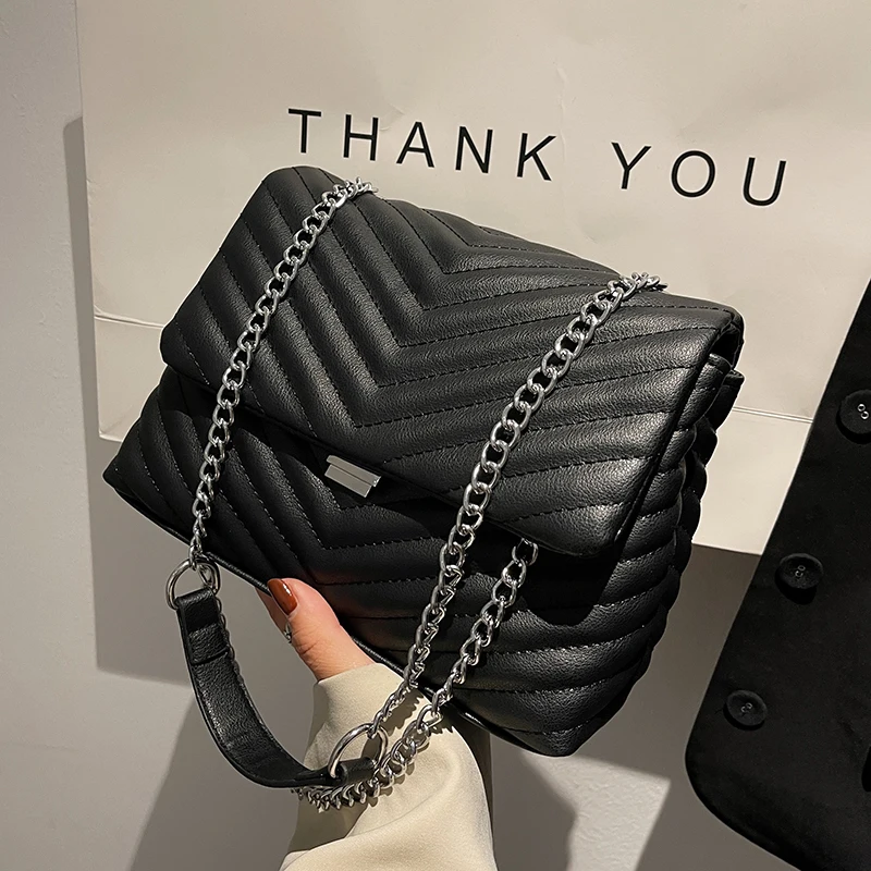 

Retro Chain Designer Small PU Leather Crossbody Bags for Women 2022 Winter Women's Trend Luxury Handbags Branded Cross Body Bag