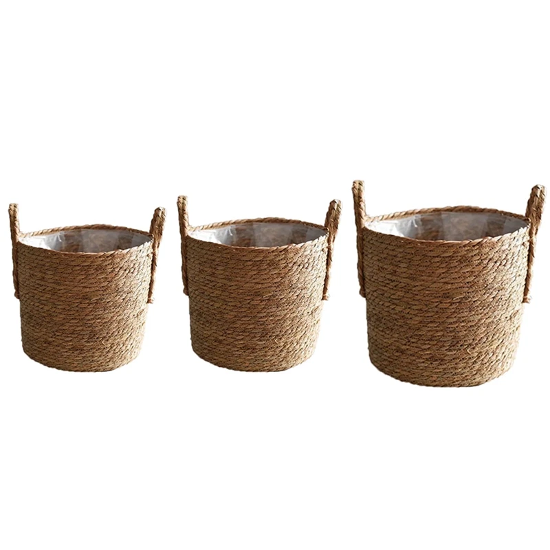 

3 Pack Planter Basket With Handles,Flower Pots Plant Containers For Plant, Flower In Indoor Or Outdoor