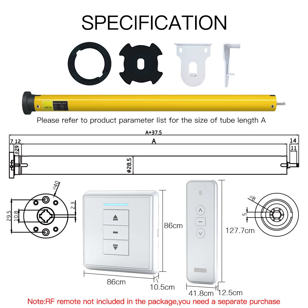

Tuya Zigbee Smart Electric Curtain Motor Built in lithium battery for 38mm Tube Electric Roller Blind Shade RF Remote Control
