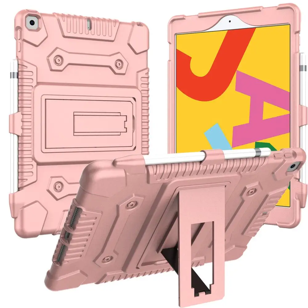 

For iPad 10.2 Case 2019 A2200 A2198 A2233 Silicone Stand Cover For iPad 7 10.2 2019 Protective Case With Pencil Holder