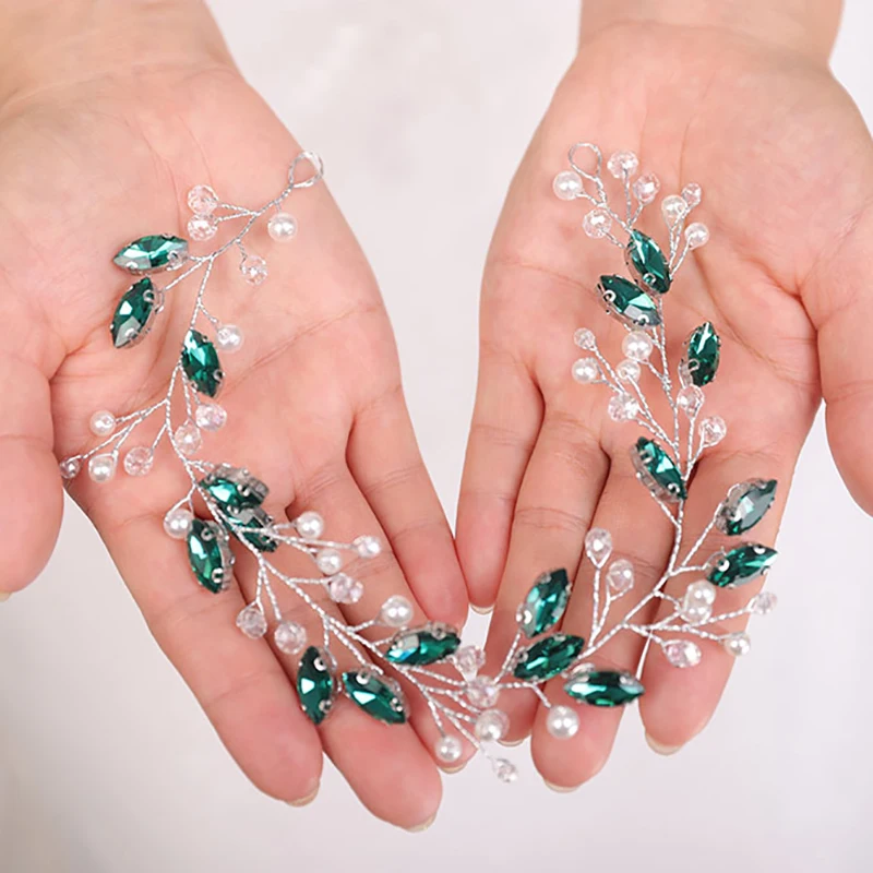 Богемная резинка для волос зеленые украшения стразы головные уборы с