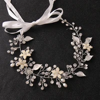 floralbride alloy rhinestones crystal pearls flower leaf bridal headband wedding hair vine hair accessories women hair jewelry