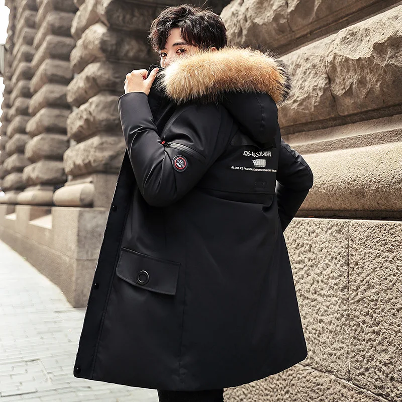 

Plus Size 2020 Hooded Workwear Cotton Jacket Men's Winter Mid-length Fur Collar Jacket Warm Cotton Jacket M-8XL