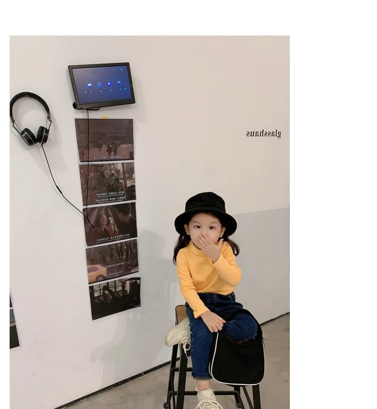 

Girls' autumn long-sleeved inner jacket 2021 autumn and winter simple Korean version of solid color high-neck long-sleeved botto