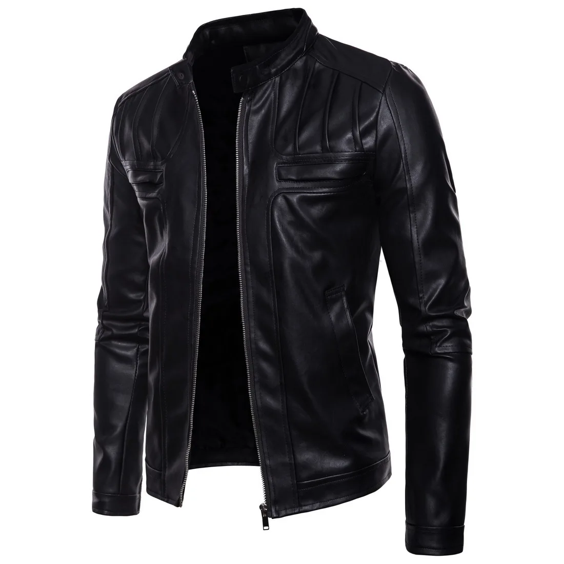 

New men locomotive collar furs Leather jacket