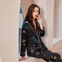 maison gabrielle 2021 new spring summer 100 mulberry silk pajamas set printed loungewear sleepwear for women 2 pieces 16 momme