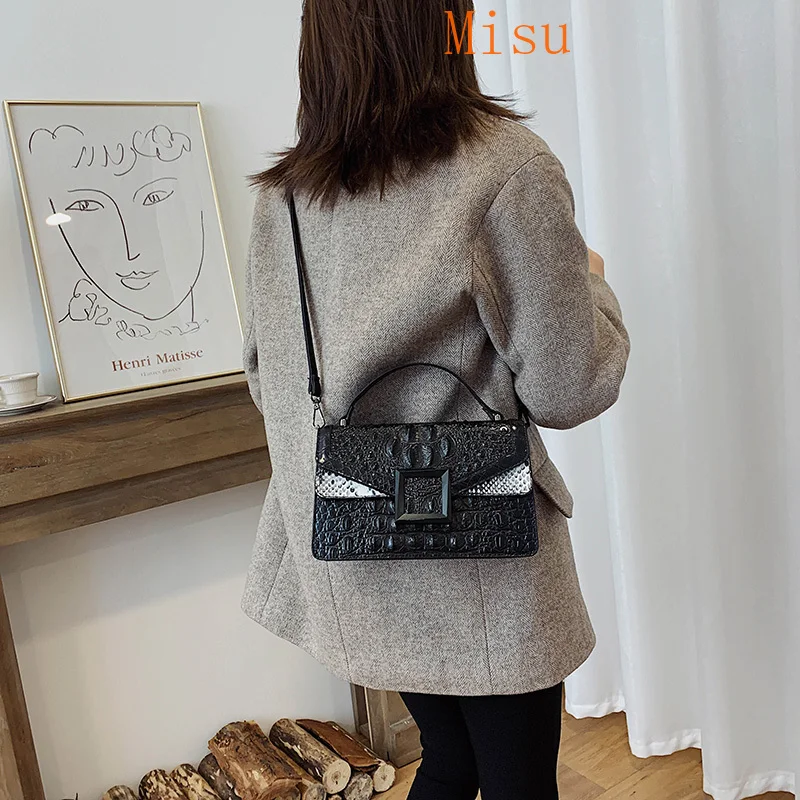 

Crocodile Pattern pu Leather Handbags Designer Chain Shoulder Bag Square Women Crossbody Bags Clutch Bag Dropship