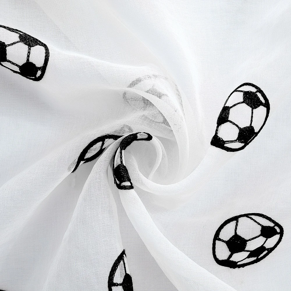 Черные прозрачные шторы с принтом футбольного мяча YokiSTG оконные тюлевые для