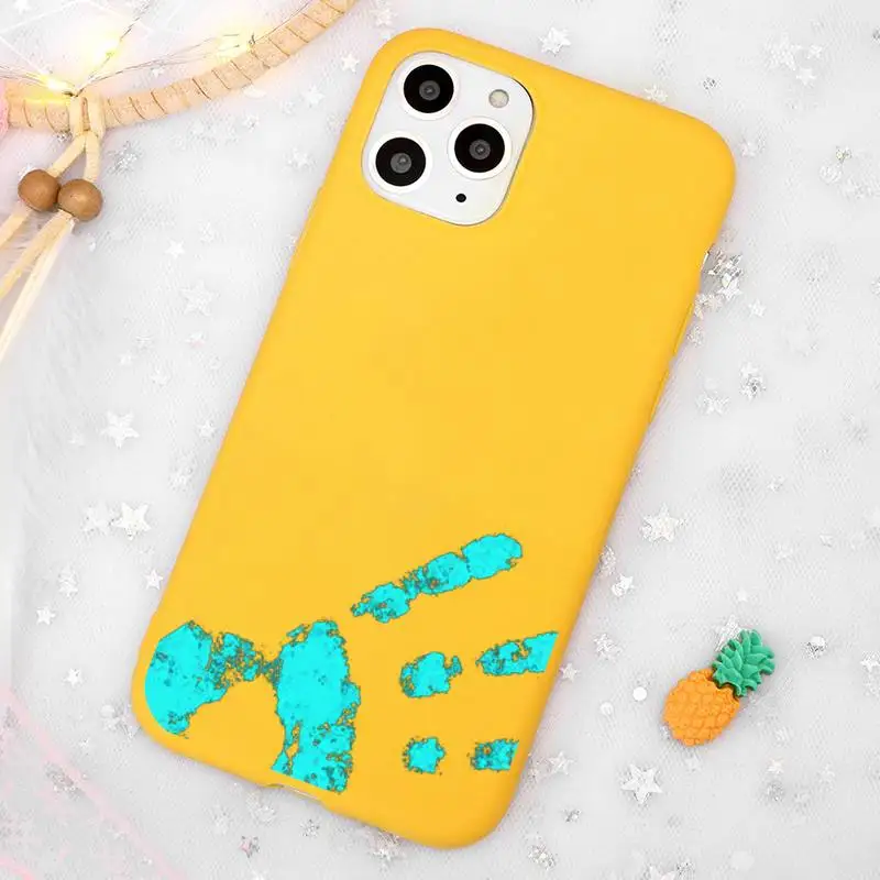 

Thermal Heat Induction Phone Case Candy Color Yellow for iPhone 11 12 pro XS MAX 8 7 6 6S Plus X 5S SE 2020 XR