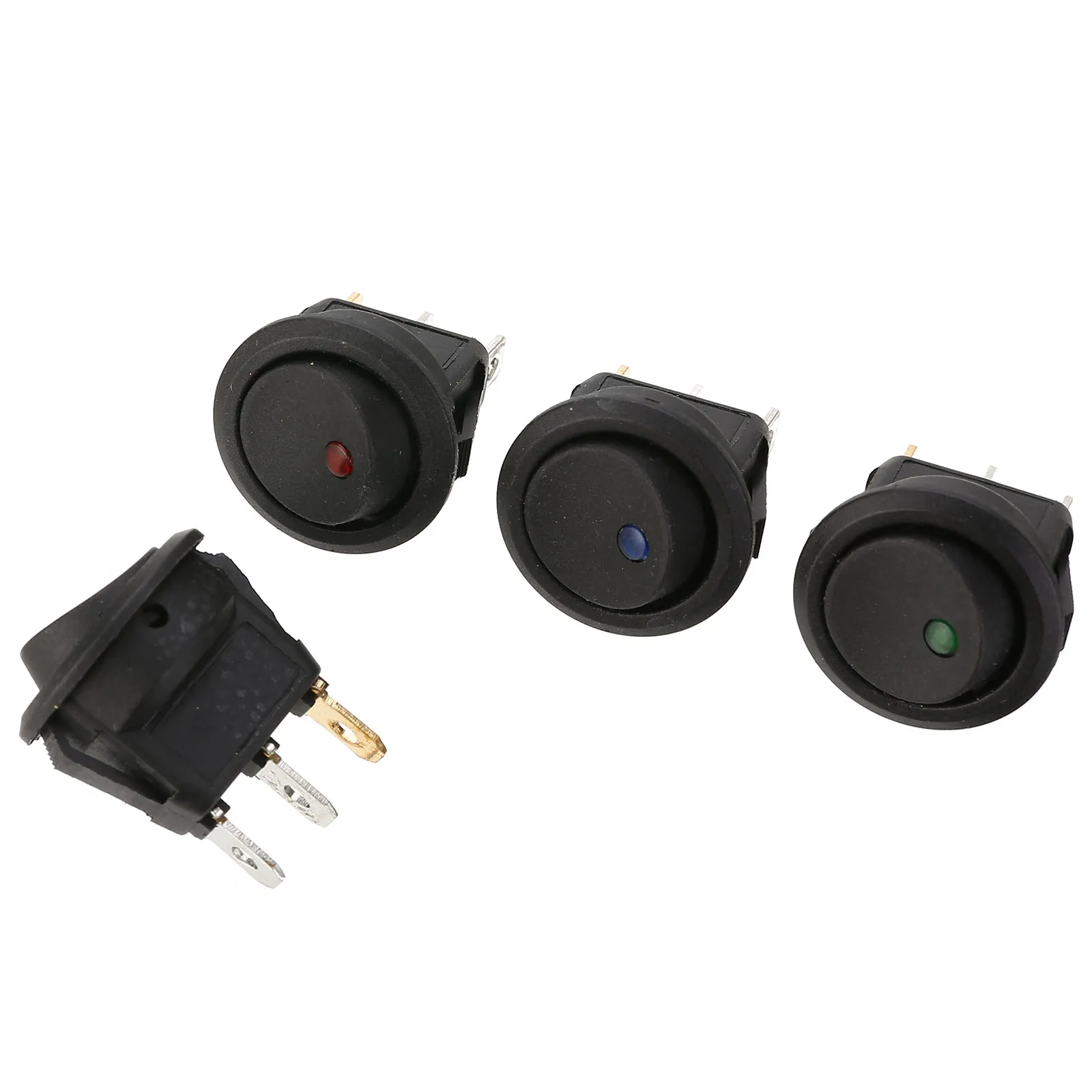 Mayitr 4 шт./компл. Светодиодный точечный светильник переключатель 12V Авто Лодка Круглый Рокер ON/OFF SPST переключатель, красный, зеленый, голубой, желтый
