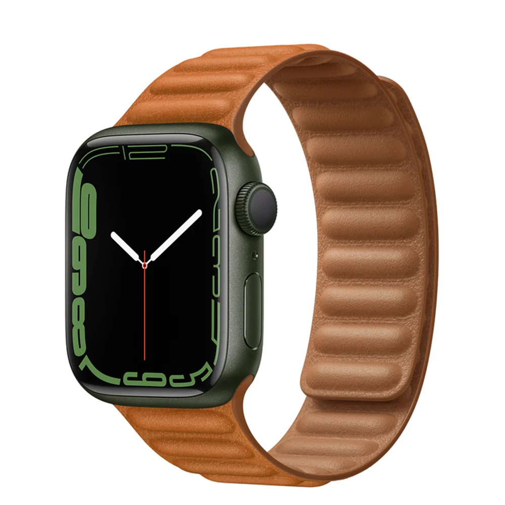 Leather strap For Apple watch band 40mm 44mm 45mm 41mm 38mm 42mm watchband bracelet Magnetic Loop iWatch series 3 5 SE 6 7 strap