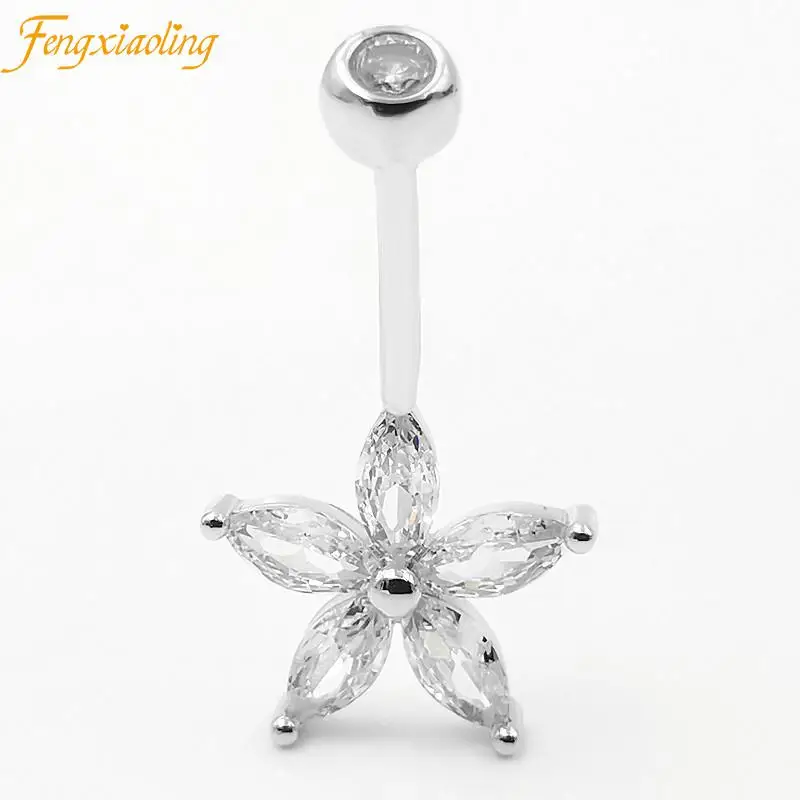 Настоящее серебро 925 пробы кольцо для пупка женщин Трендовое ювелирное изделие