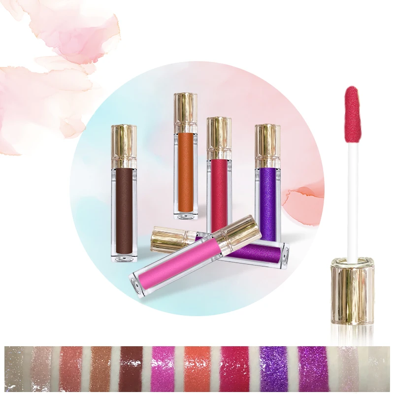 

12 colors pearlescent moist lip gloss starry sky color transparent nude color lip glaze low MOQ customized private label makeup