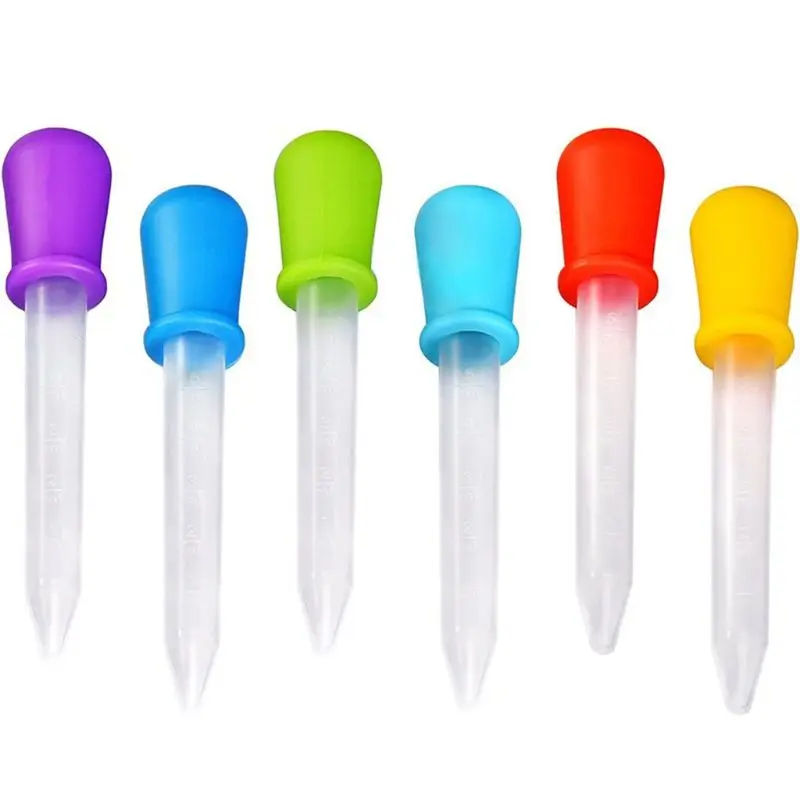 

6 Pcs Liquid Droppers, Silicone and Plastic Pipettes Transfer Eyedropper with Bulb Tip for Candy Oil Kitchen Kids Gummy Making –