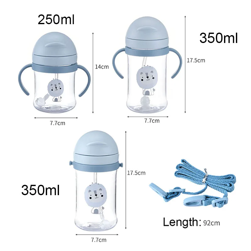 

250ML Baby Feeding Bottle Kids Cup Silicone Sippy Children Leakproof Drinking Cups Cartoon Infant Straw Handle Drinkware
