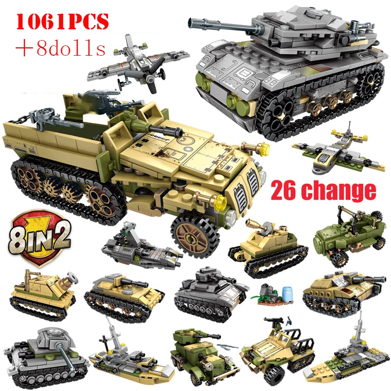 1061 шт. WW2 военные деформационный резервуар грузовик плоскости строительные блоки