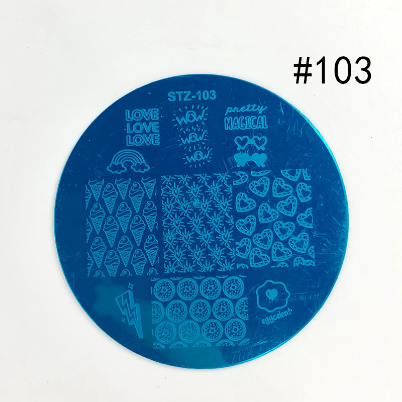 

1Set 10 Styles Round Shape Nail Art Plates And Stamps Templates Design Nail Paint Polish Gel Stamping Kit Transfer Steel Plate