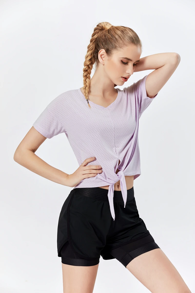 

Yoga Top Seamless breathable Yoga Shirt Short Sleeve Crop cross Top Women Sport Shirt Gym Women Top Gym T-shirt