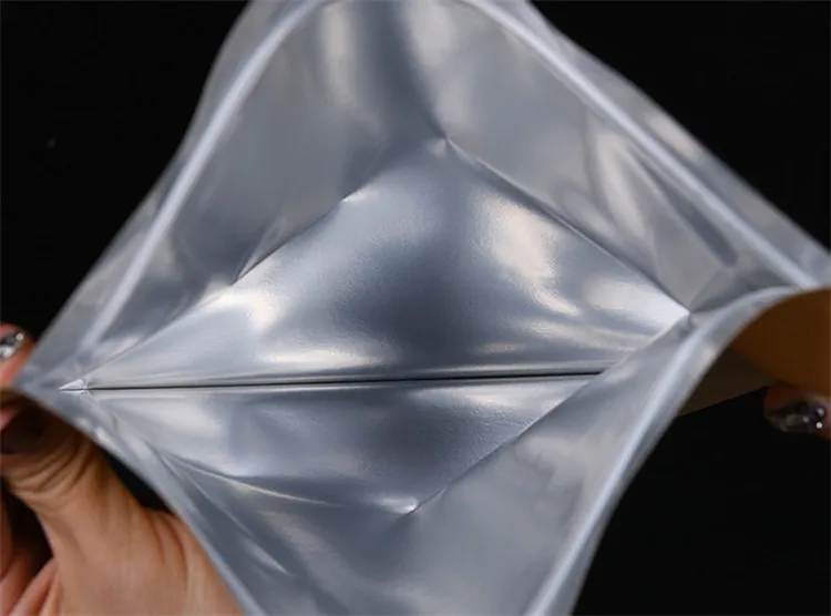 Плоский нижний крафт бумага мешки для упаковки с замком на молнии алюминиевая