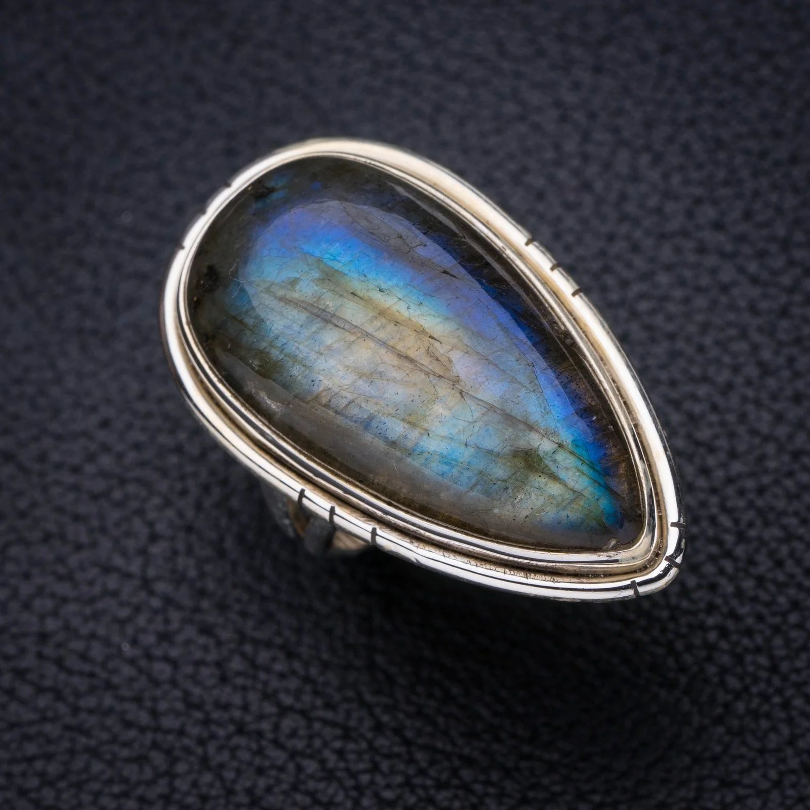 

StarGems Natural Blue Fire Labradorite Handmade 925 Sterling Silver Ring 5.5 E7197