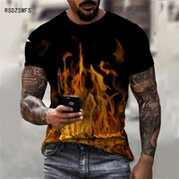 2021 new flame mens t shirt summer fashion short sleeve 3d tops smoke element t shirt trendy child boy girl kids tshirt tees