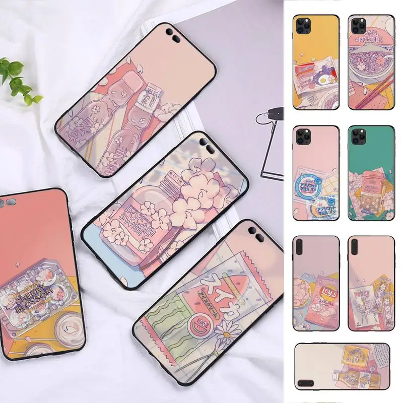 

Japanese Cat Snacks Food Cherry blossoms Drink Art Phone Case for iphone 13 11 12 pro XS MAX 8 7 6 6S Plus X 5S SE 2020 XR