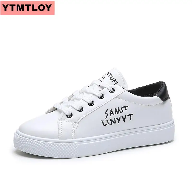 Женские кроссовки из искусственной кожи на платформе Белые Повседневные туфли с