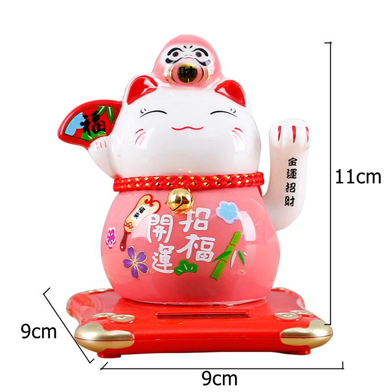 4 2 inch на солнечных батареях Керамика Lucky Cat Daruma фигурка тряски Arm призыва Фортуна