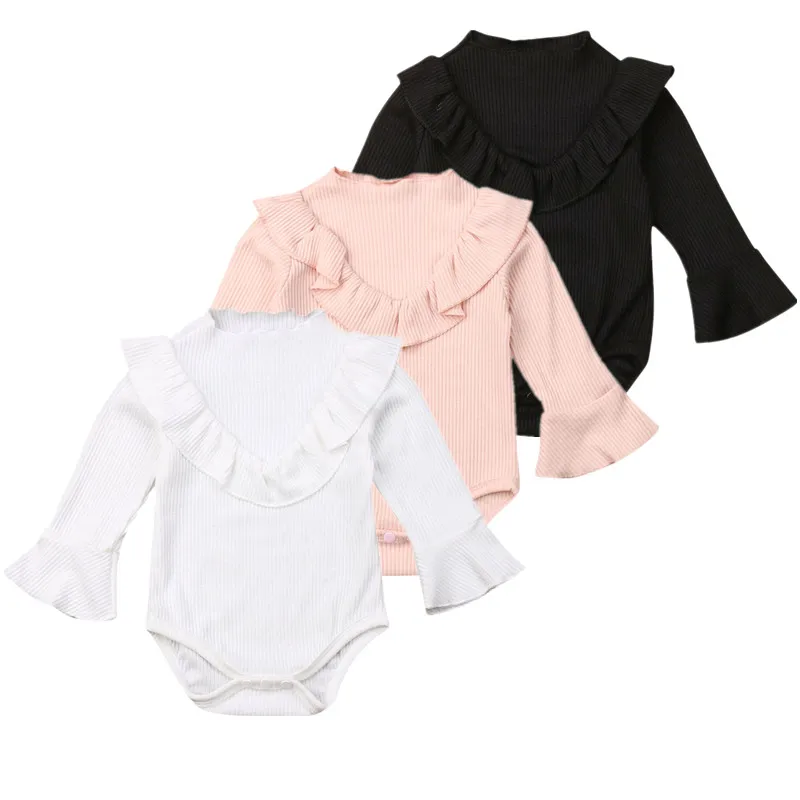 Новинка Сезон осень-зима Боди для новорожденных девочек Однотонный хлопковый