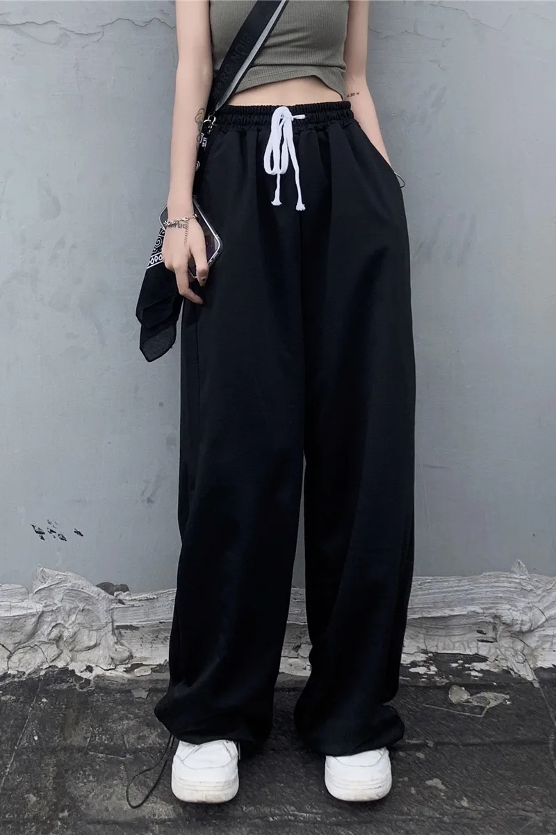 

High street casual pants women's summer new ins solid color Joker straight wide-leg pants loose drape pants pants tide