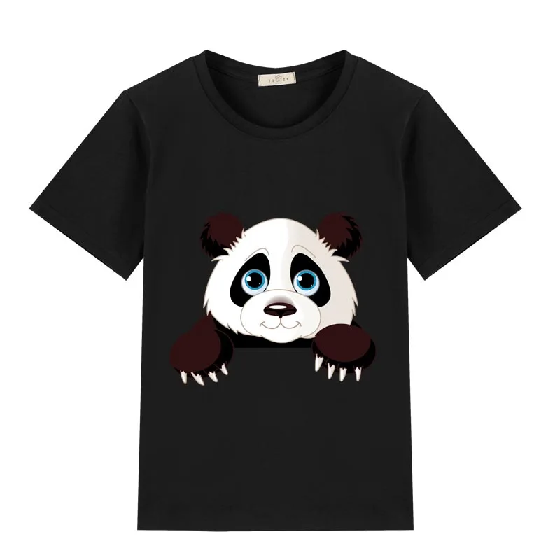 

2021 Summer Funny Panda Cartoon Short T Shirt For Boy Gilrs 100% Cotton