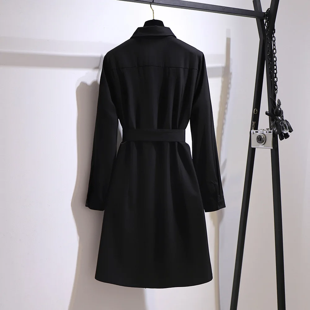 Новое осенне-зимнее женское платье, большие свободные повседневные Черные платья-рубашки с длинным рукавом, поясом и пуговицами, 3XL, 4XL, 5XL, 6XL,... от AliExpress RU&CIS NEW