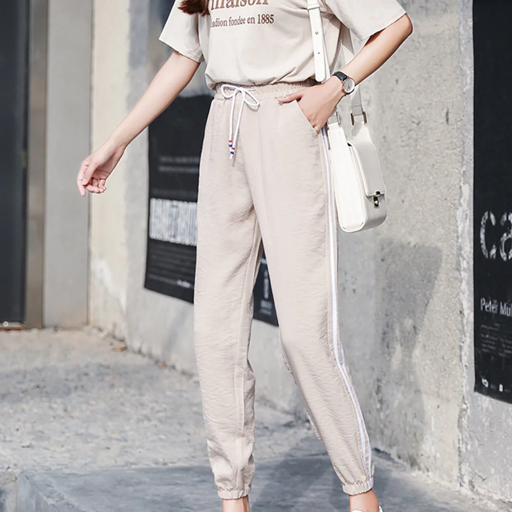 Летние Осенние новые женские джоггеры шаровары длинные брюки свободные на