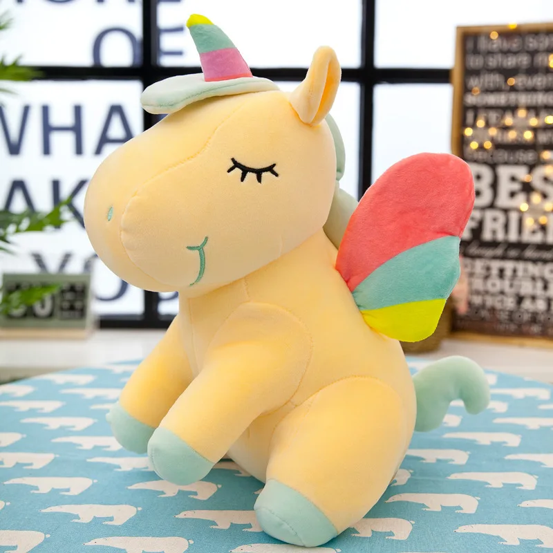 

20CM New Soft Cute Rainbow Style Unicorn Toy Plush Toys Wings Angel Animals Horse Children Toys Baby Dolls Birthday Gifts