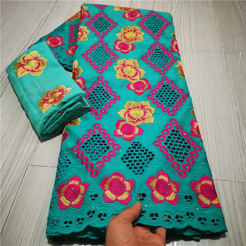 Новейшая нигерийская кружевная ткань с тюлем блузка хлопковая для