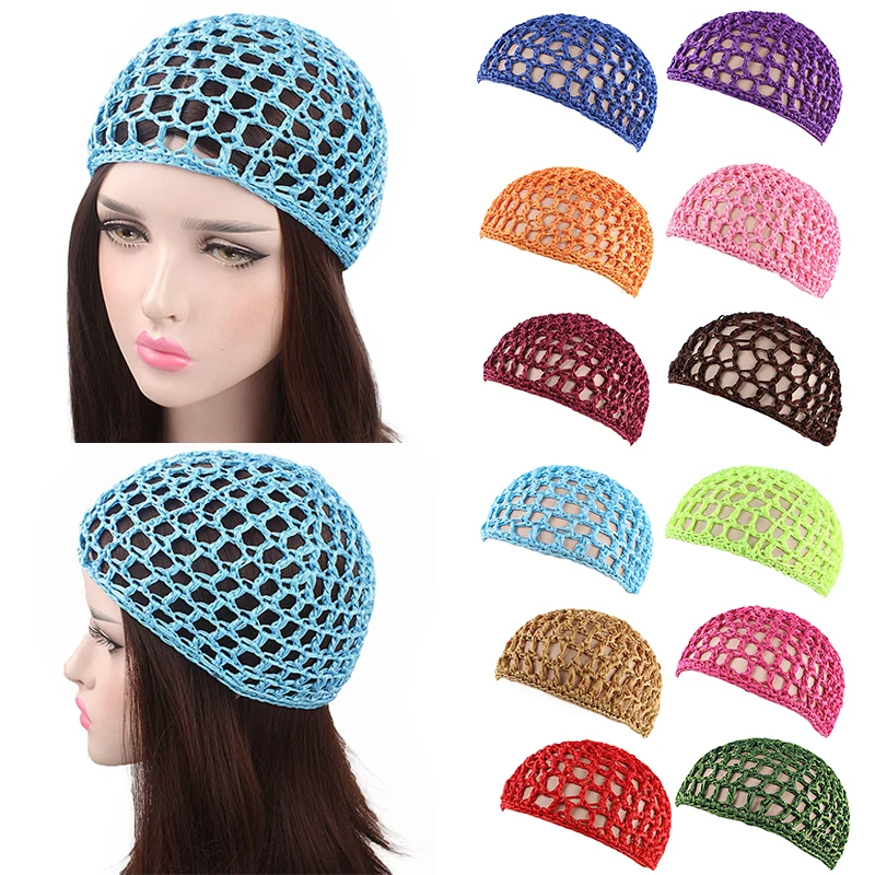 

Womens Mesh Hair Scrunchies Pack Net Crochet Hairband Turban Cap Handmade Solid Sleeping Night Cover Headband Hair Accessories