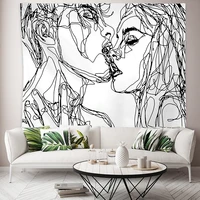 line draw couple tapestry wall fabric love kiss hippie boho picture hanging wall tapestries psychedelic mandala wall carpet rug