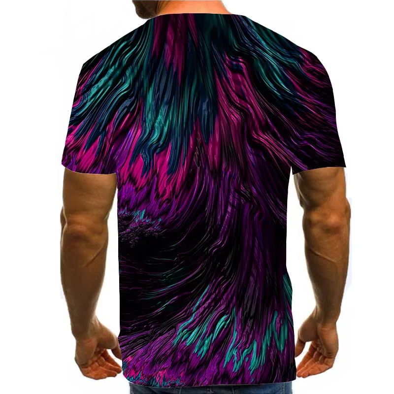 

Men Graphic T Shirts Round Neck 3D Print Short Sleeve Daily Tops Stripe Tees