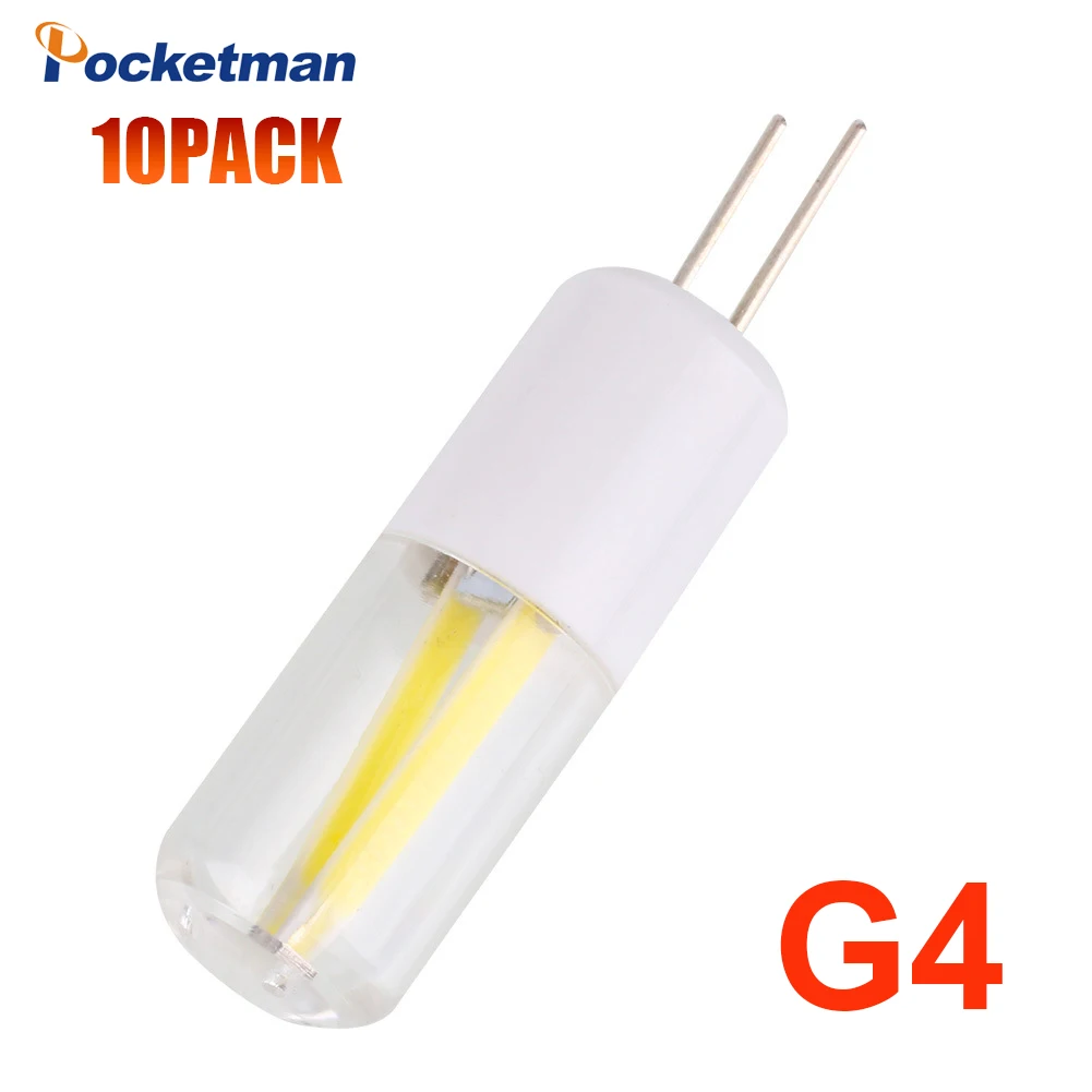 

10 шт., светодиодные лампы g4, пластиковые светодиодные лампы с нитью накаливания g4, штепсельная лампа AC/DC 12 В, светодиодная лампа