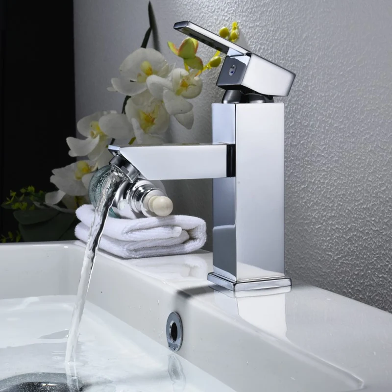 Newly Bathroom Basin Sink Faucet Waterfall Chrome Polish Single Handle Hole Mixer Tap Deck Mounted Solid Brass | Обустройство дома
